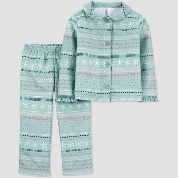 Carter's Just One You Toddler Girls' Fair Isle Coat Pajama Set Multicolor 12M - Picture 1 of 9